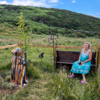 A sculpture on a hill
