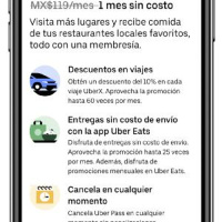 Nace Uber Pass de @UberEats_mex promociones en viajes y comida