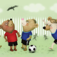 Randiga sagor romani, del 26: Nalle spelar fotboll / Nalle spekkrar fotboll