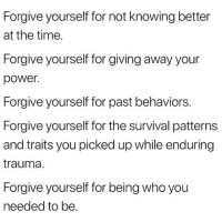 Forgiveness for Self Care