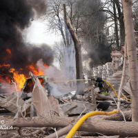 Russian military strikes on the city of Sumy in Ukraine