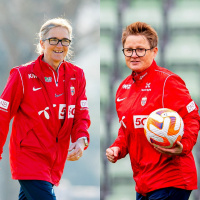 Hege Riise og Monica Knudsen