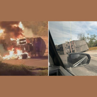 Caminhão com 44 mil litros de etanol tomba e pega fogo na Serra das Araras pista está fechada