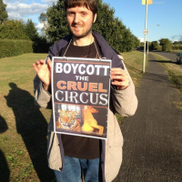 Animal Rights Campaigners protest against animals being used in a circus in Bushey.