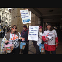 Save our hospitals say protesters at planned closures in west London. @annareporting is in Hammersmith