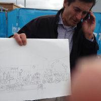 Artist #MarcAhr has been sketching the #paralympic limbs workshop: he told @annareporting there is a big difference in technology between competing countries.