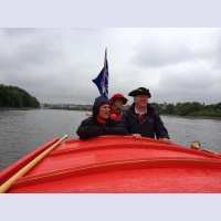 Vanessa Feltz with the captain of her ship