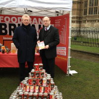 Food Bank Britain: Leyton MP John Cryer and Durham MP Grahame Morris are outside parliament raising awareness of the growing problem ahead of government changes to benefits in April.