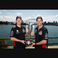 Justin speaks with Craig Lowndes after his big win at Bathurst on the weekend