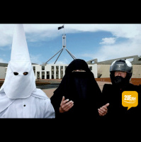 Parliament protest anti-burqa ban 