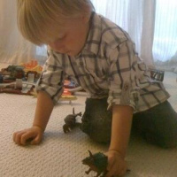 Jack playing with dinosaurs