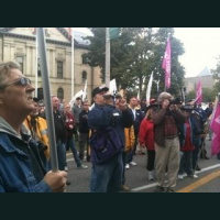 Marc  MPP Paul Miller speak at the ECP Solidarity Protest in front of the Brantford courthouse. 