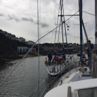 Blind Week 2016: On the helm as we arrive in Mevagissey aboard Buccaneer Charlie