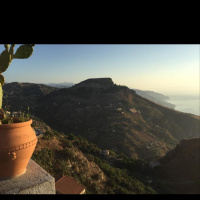 To Sicily: Looking down on Taormina