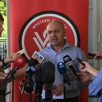 Four Diegos SEN1116 with @wswanderers CEO JOHN TSATSIMAS, PERRY TSANGAS  UK journo MIKE McGRATH