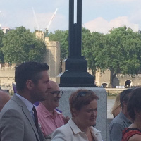 Fiona Twycross addresses low paid cinema workers outside City Hall