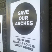 Discussing Save Union Street protest with Sasha, Adrian and Julian