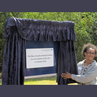 Suzanne Packer at dedication of Mary Seacole statue site