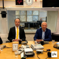 Eurovaalikeskustelussa Jussi Halla-aho (ps.), Pekka Puska (kesk.), Antton Rönnholm (sd.) ja Tuomas Tikkanen (kok.)