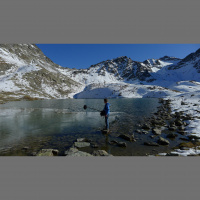 Ice is melting and crisping at the surface of the lake…