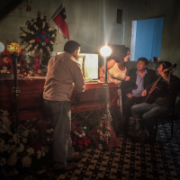 Singing during a funeral, during wake of Jorge Montiel (Valparaiso, Chile)