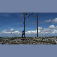 Electricity going trough a post (Mexico, Real de Catorce SLP)