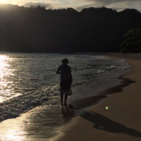 Waves on the beach in Brazil (Praia dos Antiguinhos) - very close recording