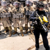 National Guard troops deployed on the streets of Los Angeles