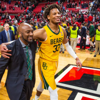 Baylor MBB Asst. HC Jared Nuness scouts the NCAA title game