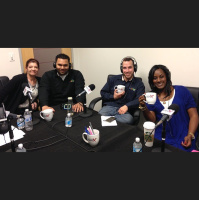 Chad Adam and Benjamin Walle with Hop in Top, Amber Saunders with FailCon Atlanta and Robyn Cobb with St. Baldricks