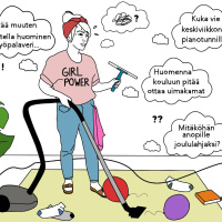 Kypäräpipot ja kodin orjat: Tasa-arvoinen nainen imurin varressa
