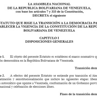 Audio del Proyecto del Estatuto que rige la Transición a la Democracia para Restablecer la Vigencia de la Constitucion