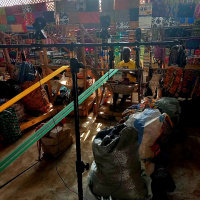 Asante Kente weaving at Bonwire, Ghana with palpable textures