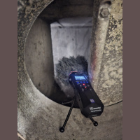 Inside the wall of a concrete bunker