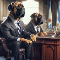 Delirio místico con los perros antes de ir a votar