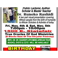 Dr. Runoko Rashidi, Africa: The Wonder  Glory, Thur. 8pm 
