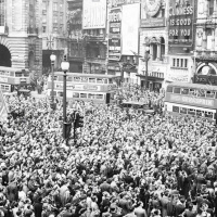 London Picadilly Circus Celebration after VE Day: World War II