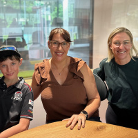 Senior St John Ambulance Officer Bridie Morley and her 12-year-old son Beau explain how they sprung into action, with Beau lending quadbikes to police to rescue an injured man after a motorbike crash in a boggy, croc infested area in Herbert