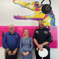 Superintendent Rick Magree and AANT CEO Simon Matthias say a record 5,000 students will take part in the NT’s biggest road safety event called Street Smart High on Thursday, which involves a car crash simulation and victims sharing their stories