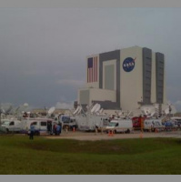 A glimpse of the KSC press site, one day to launch