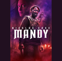 Bloody, cocaine, fueled, and chainsaw fighting Nic Cage in an acid trip tour de force film- Mandy!