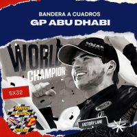 F1 Bandera a Cuadros 5x32 - GP Abu Dhabi - Verstappen campeon del mundo F1 2021