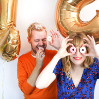 Jules and Sarah with the Northern Lights