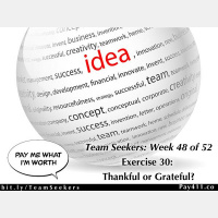 Team Seekers Week 48: Exercise 30: Thankfulness Or Gratitude?