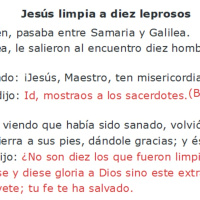 Lucas 17:11-19 Jesús limpia a 10 leprosos - Ruby Sáez Montoya
