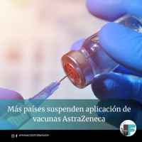 Más países suspenden aplicación de vacunas AstraZeneca.