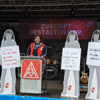 DGB 1.Mai 2023 Kundgebung in Sindelfingen Rede der Stellvertretende Landesvorsitzende der GEW Farina Semler