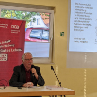 Vortrag von Heinz Högerle bei der DGB Veranstaltung zum Antikriegstag am 1.September 2022