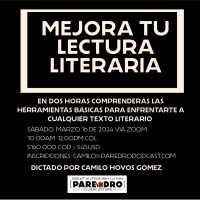 Invitación curso Mejora tu lectura literaria, sábado 16 de marzo de 2024, 10am