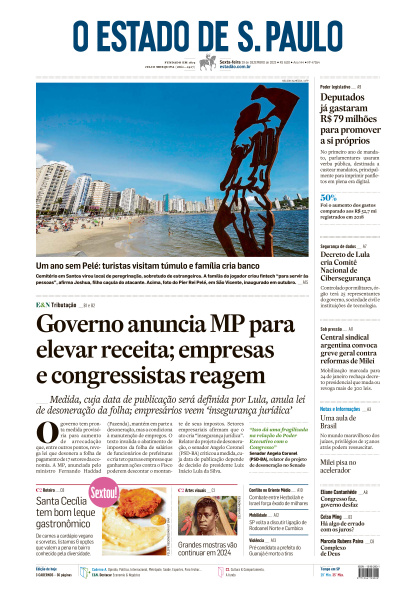 Estadão - Edição de 29 de Dezembro de 2023